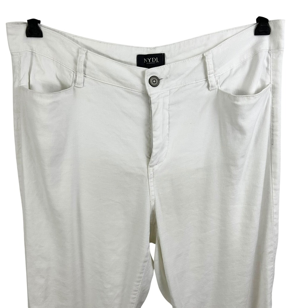 NYDJ White Linen Blend Ankle JEANS PANTS 12 Straight Beach Coastal Summer Casual - Picture 2 of 13
